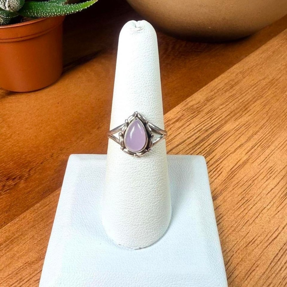 Rose Quartz Ring - Size 7.5 - .925 Sterling Silver